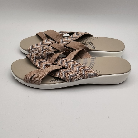 Woven Slip on Cross Cross Strap Flat Heel Beach Sandals 8.5 - Picture 3 of 5